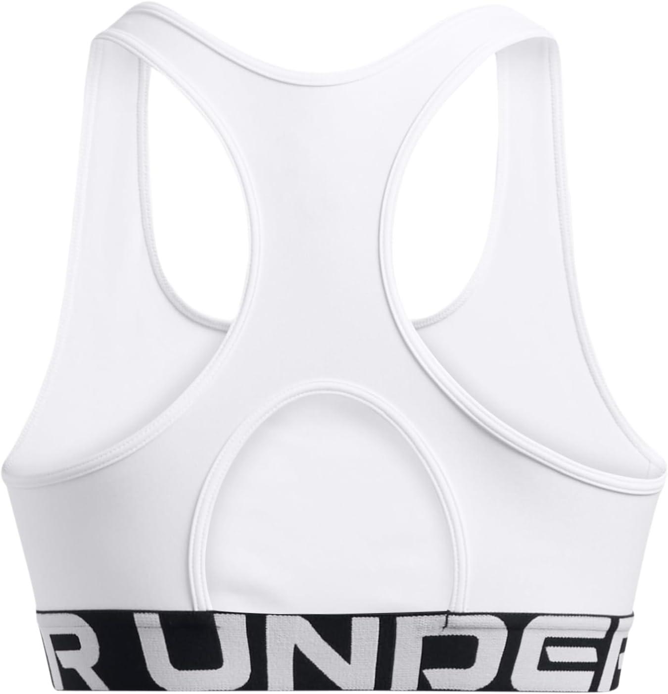 image:imageUnder Armour Womens HeatGear Authentics Mid Impact Branded Sports BraWhiteBlack
