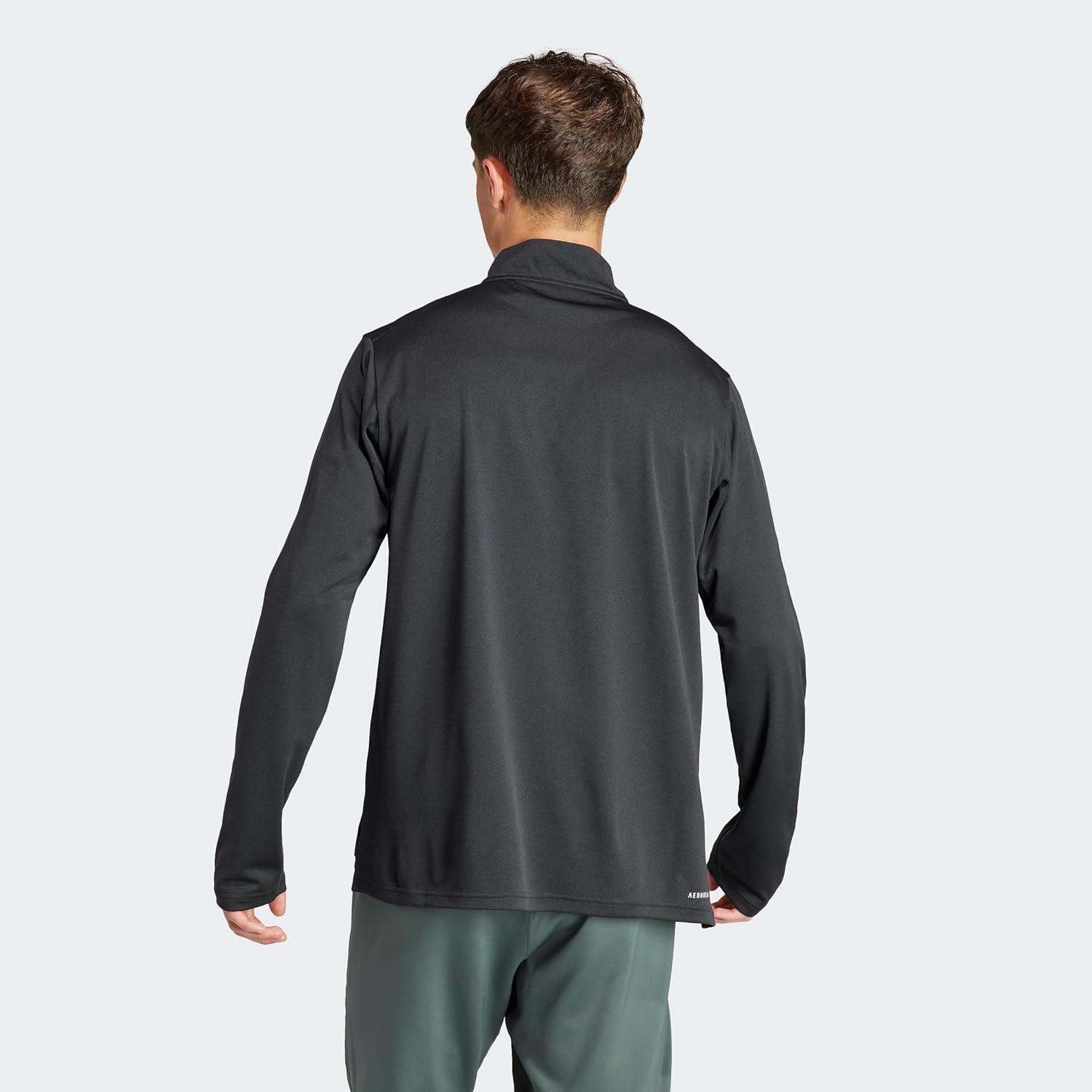 image:imageadidas Mens Train Essentials QuarterZip Long Sleeve TShirtBlack