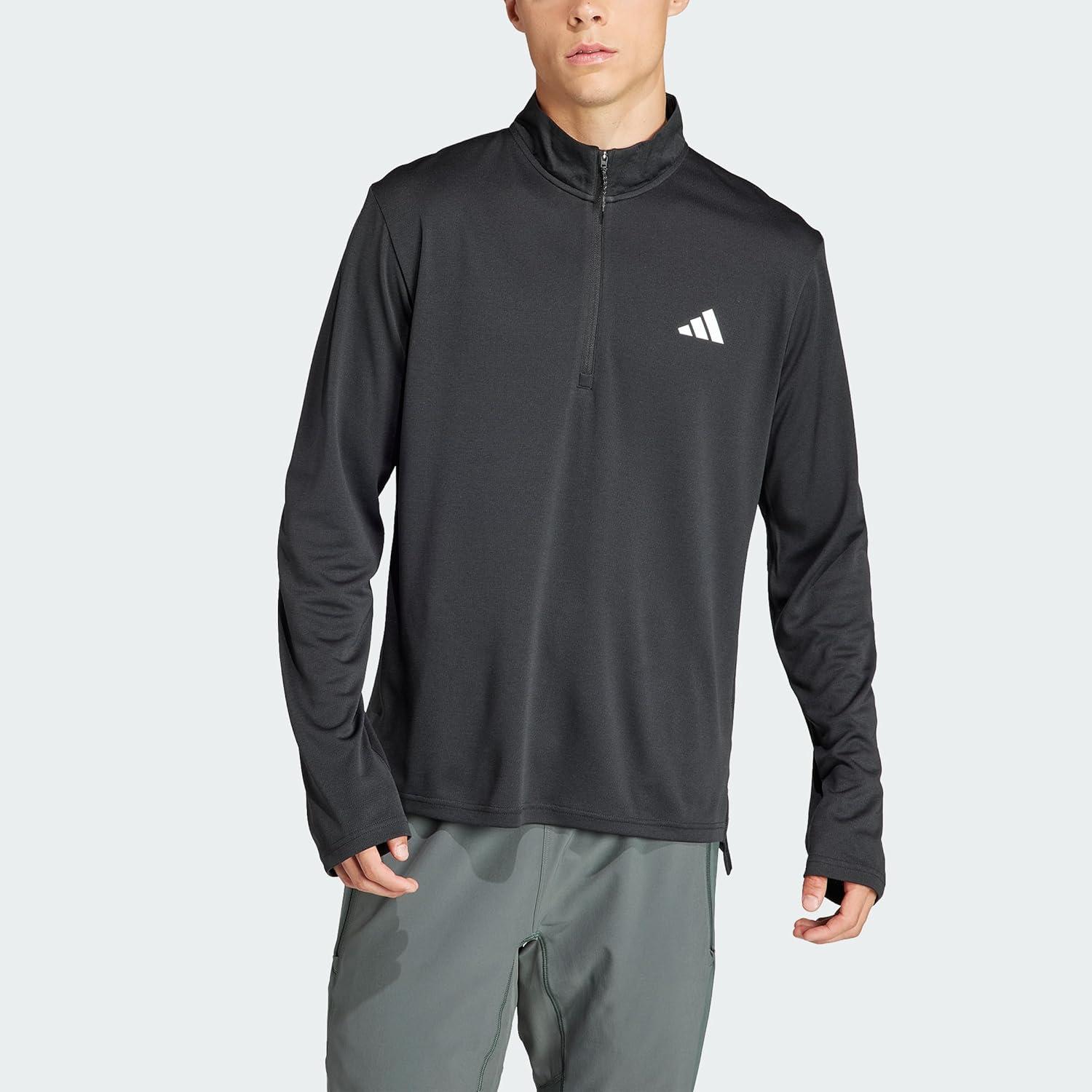image:imageadidas Mens Train Essentials QuarterZip Long Sleeve TShirtBlack