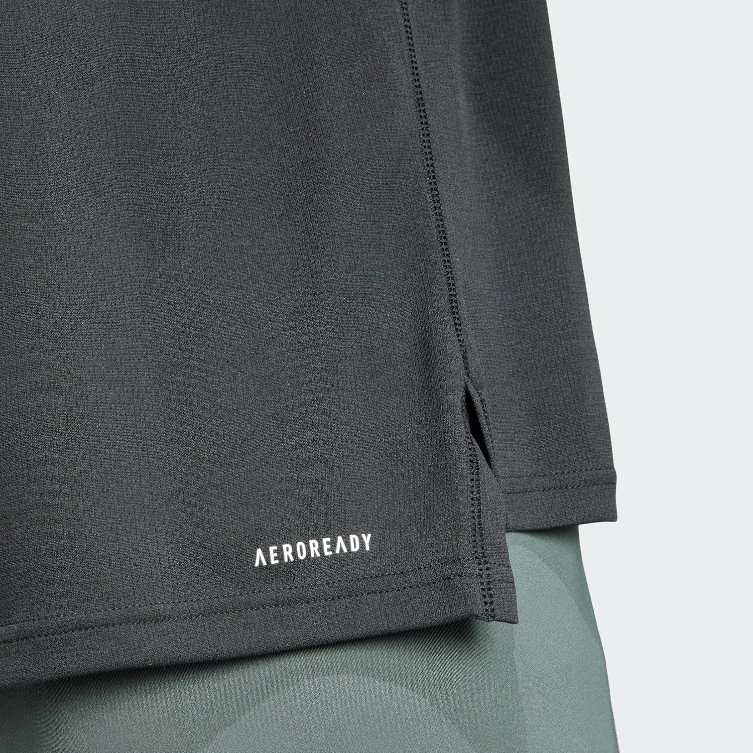 image:imageadidas Mens Train Essentials QuarterZip Long Sleeve TShirtBlack
