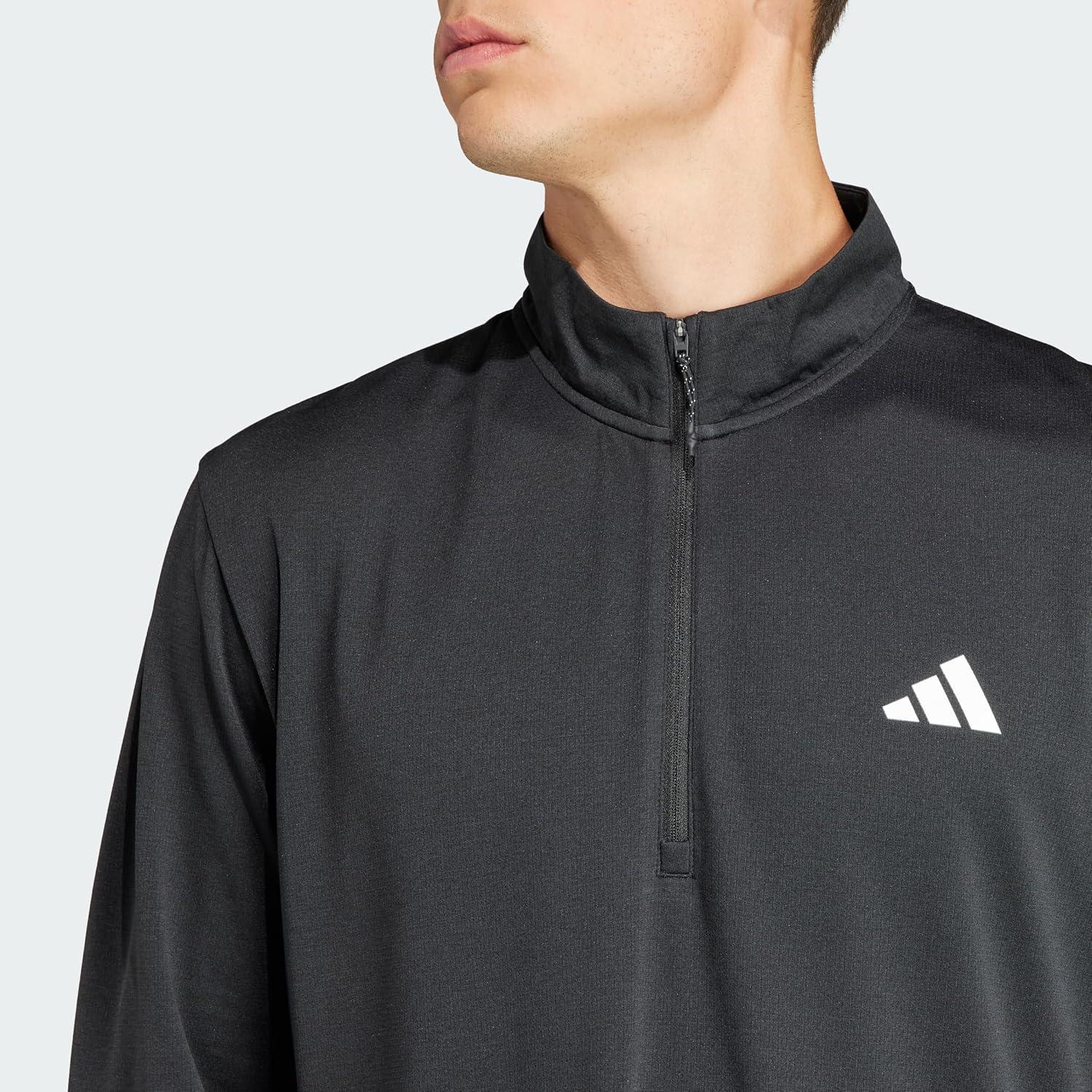 image:imageadidas Mens Train Essentials QuarterZip Long Sleeve TShirtBlack