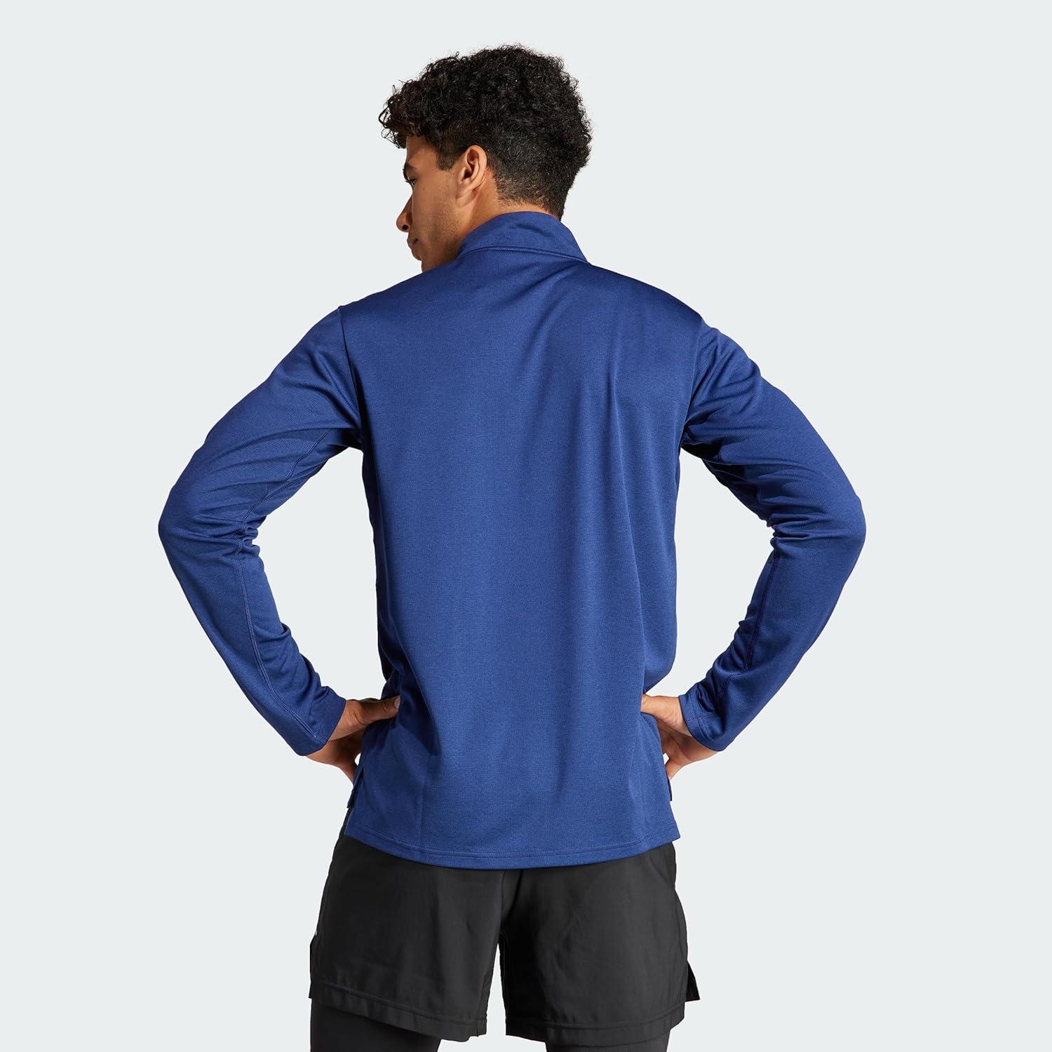 image:imageadidas Mens Train Essentials QuarterZip Long Sleeve TShirtBlue