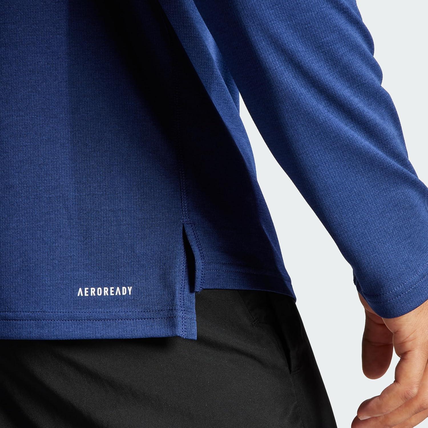 image:imageadidas Mens Train Essentials QuarterZip Long Sleeve TShirtBlue