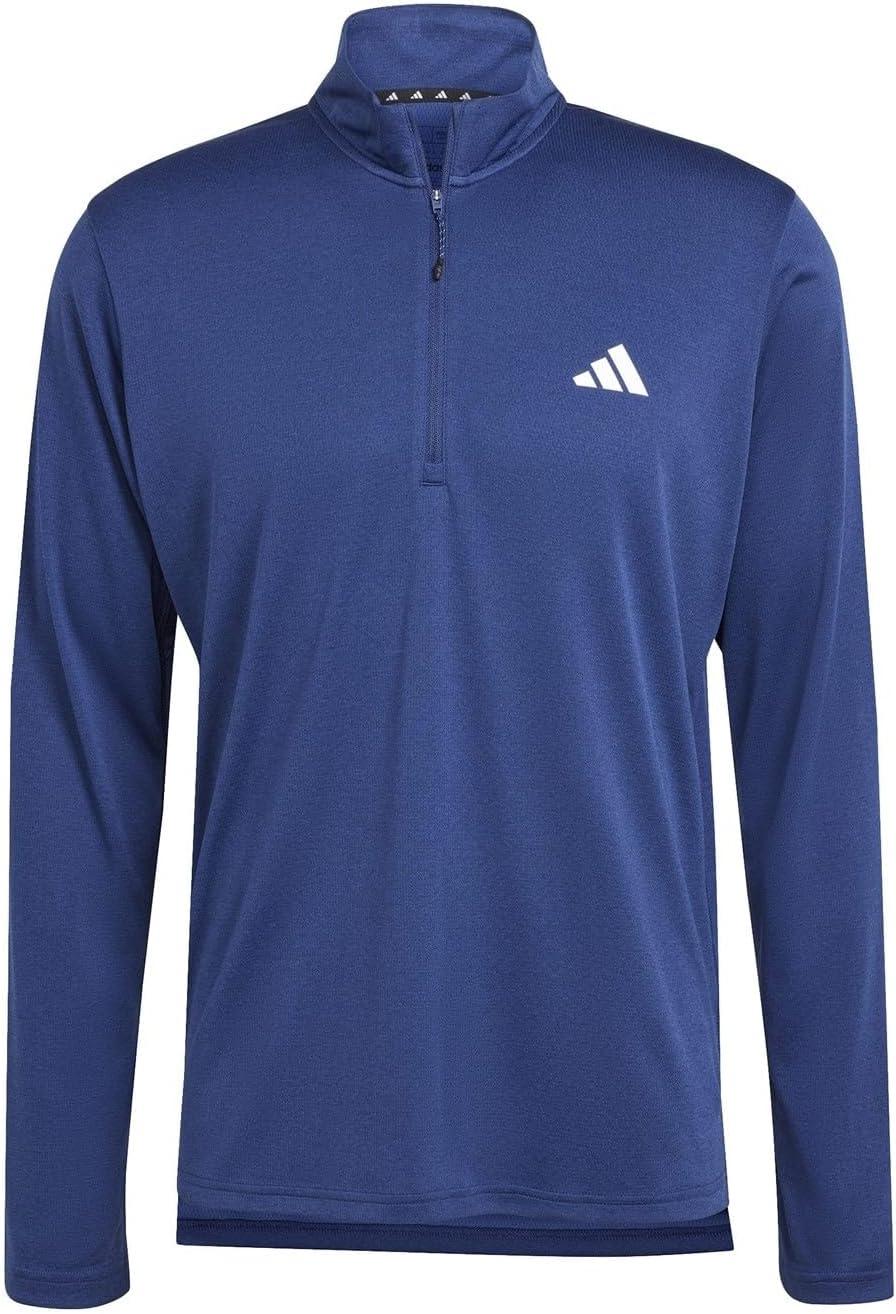 image:imageadidas Mens Train Essentials QuarterZip Long Sleeve TShirtBlue