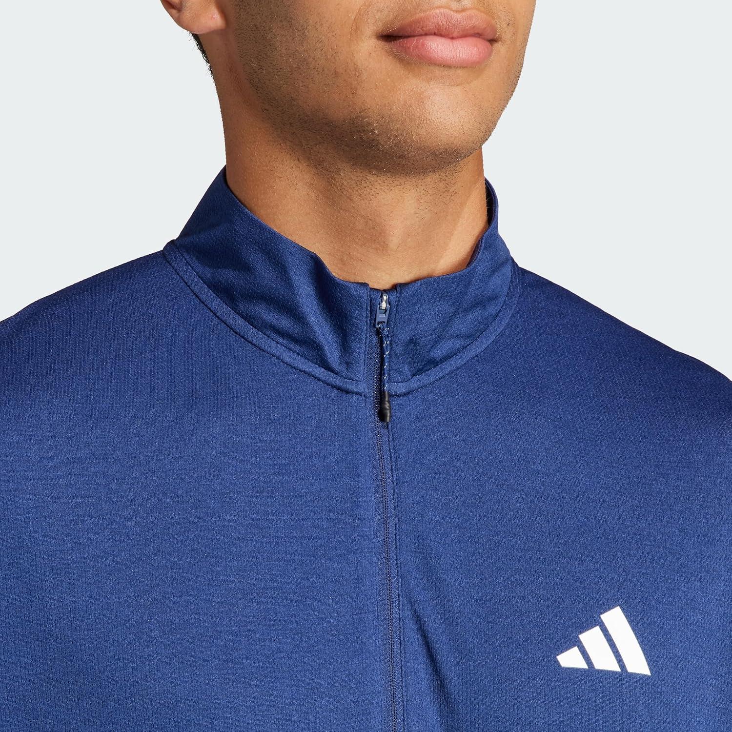 image:imageadidas Mens Train Essentials QuarterZip Long Sleeve TShirtBlue