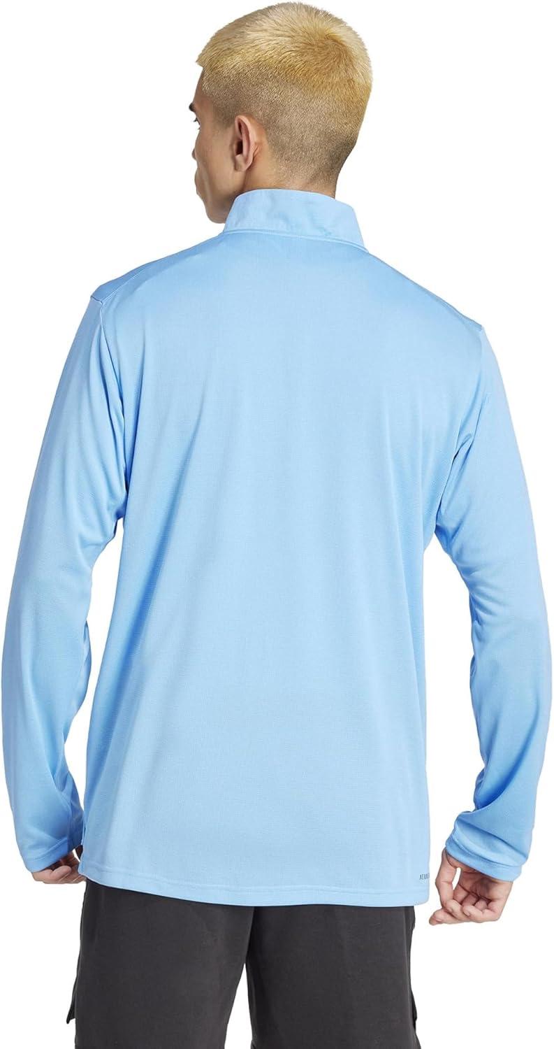 image:imageadidas Mens Train Essentials QuarterZip Long Sleeve TShirtBlue Burst