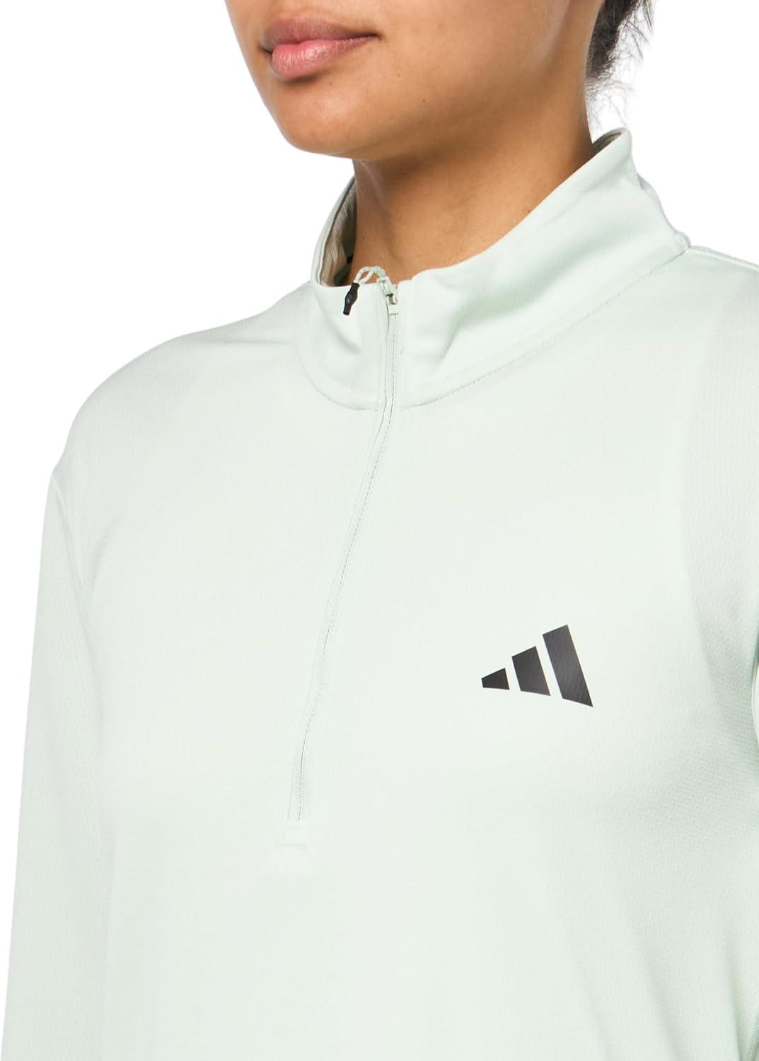 image:imageadidas Mens Train Essentials QuarterZip Long Sleeve TShirtLinen Green