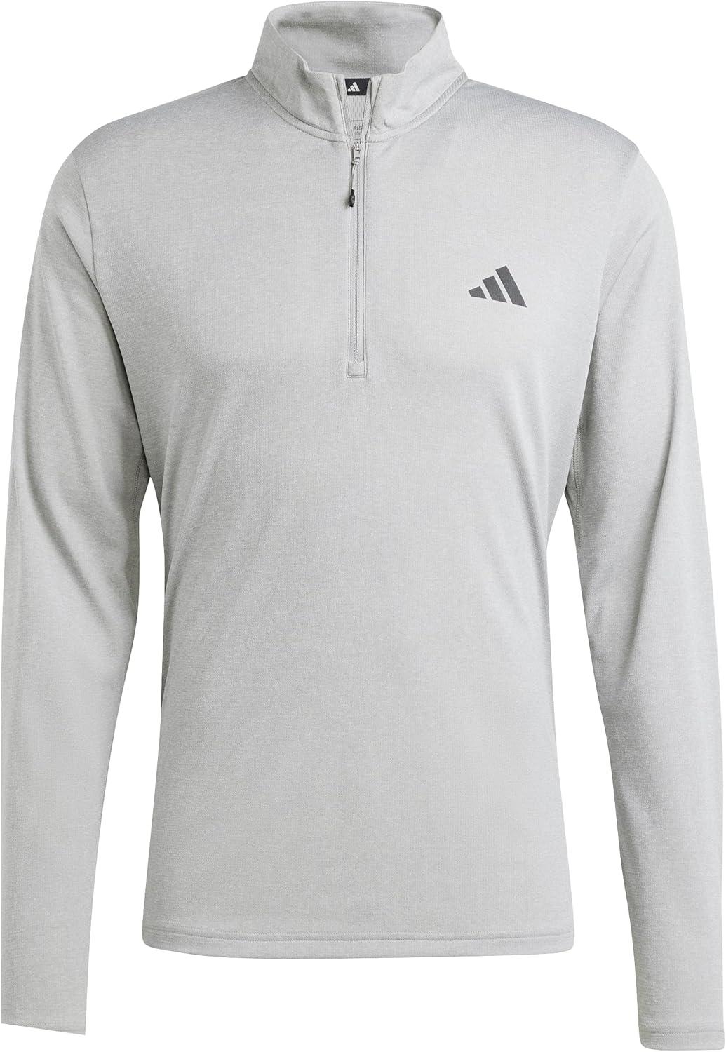 image:imageadidas Mens Train Essentials QuarterZip Long Sleeve TShirtMedium Grey Heather