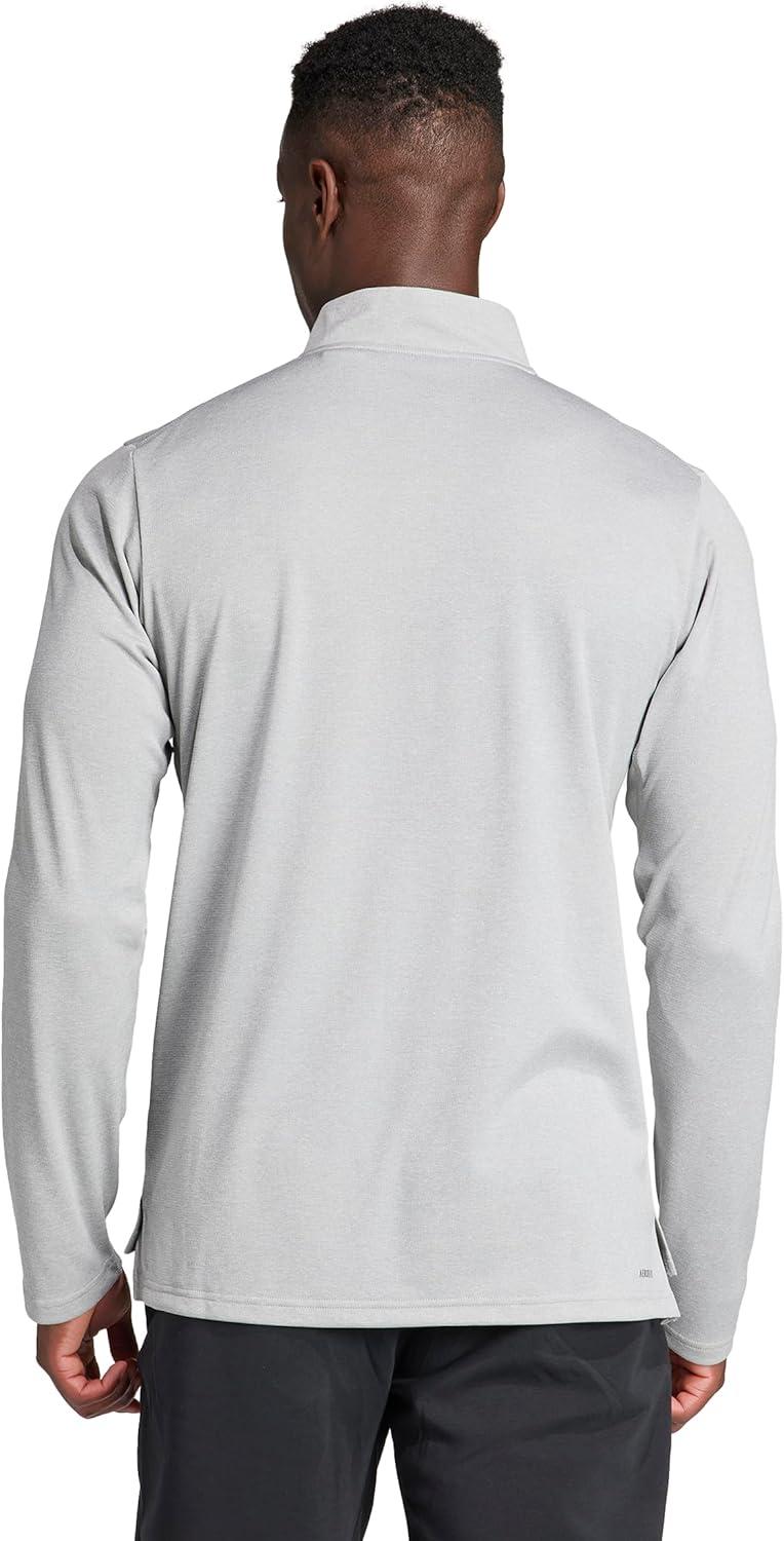 image:imageadidas Mens Train Essentials QuarterZip Long Sleeve TShirtMedium Grey Heather