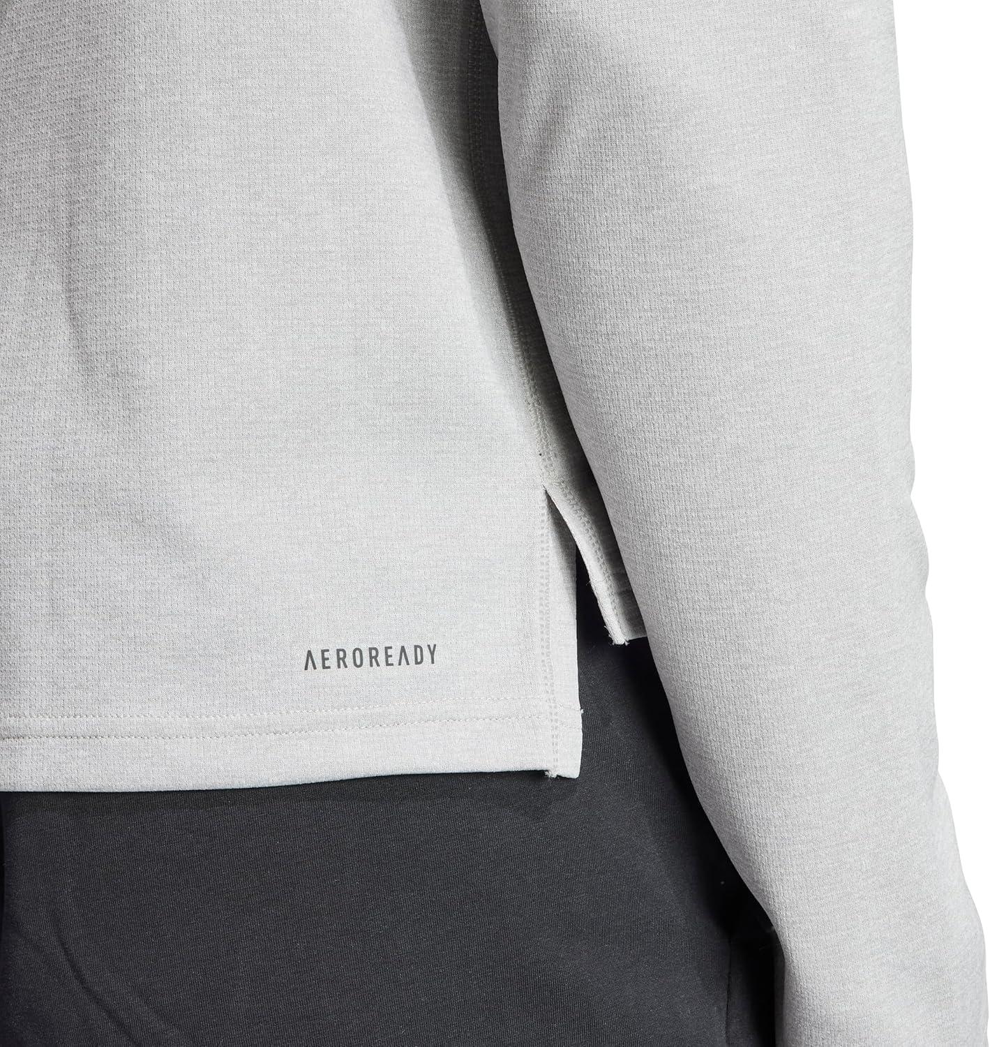 image:imageadidas Mens Train Essentials QuarterZip Long Sleeve TShirtMedium Grey Heather