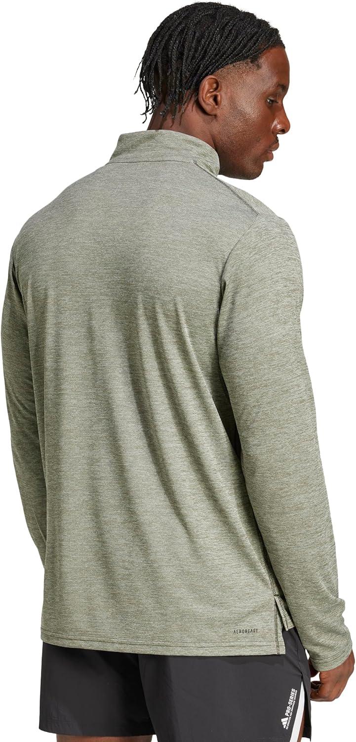 image:imageadidas Mens Train Essentials QuarterZip Long Sleeve TShirtNight CargoBlack