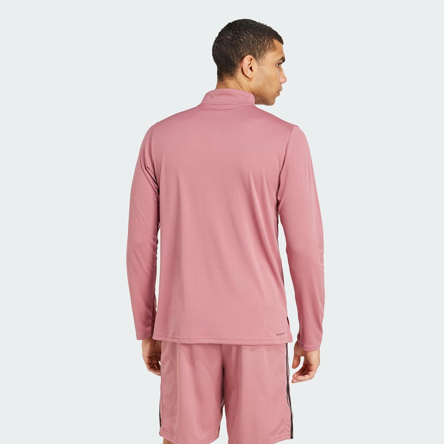 image:imageadidas Mens Train Essentials QuarterZip Long Sleeve TShirtPreloved Crimson