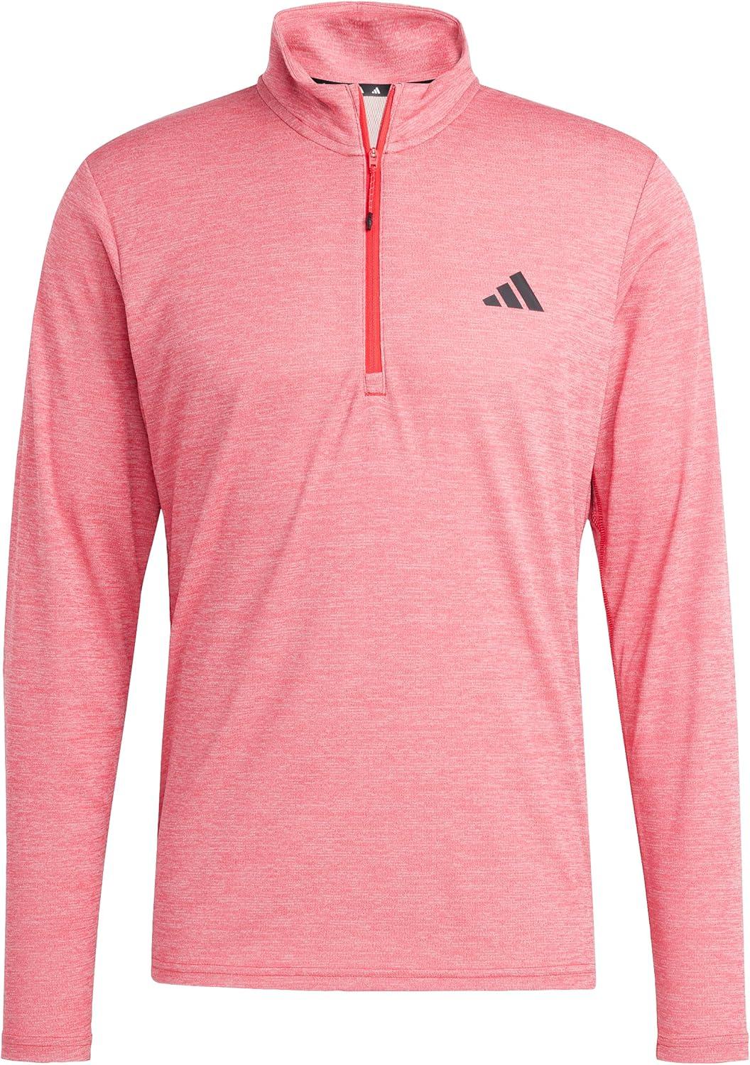 image:imageadidas Mens Train Essentials QuarterZip Long Sleeve TShirtPure RubyBlack