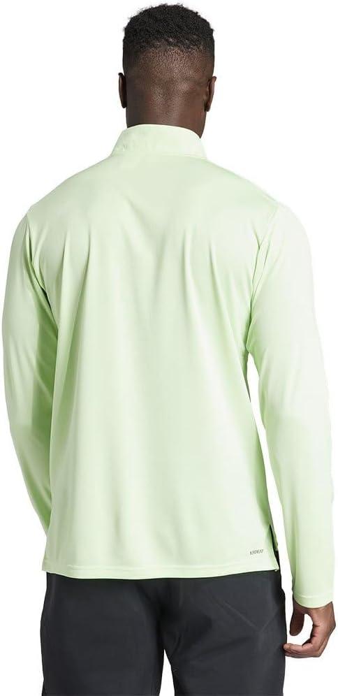 image:imageadidas Mens Train Essentials QuarterZip Long Sleeve TShirtSemi Green Spark