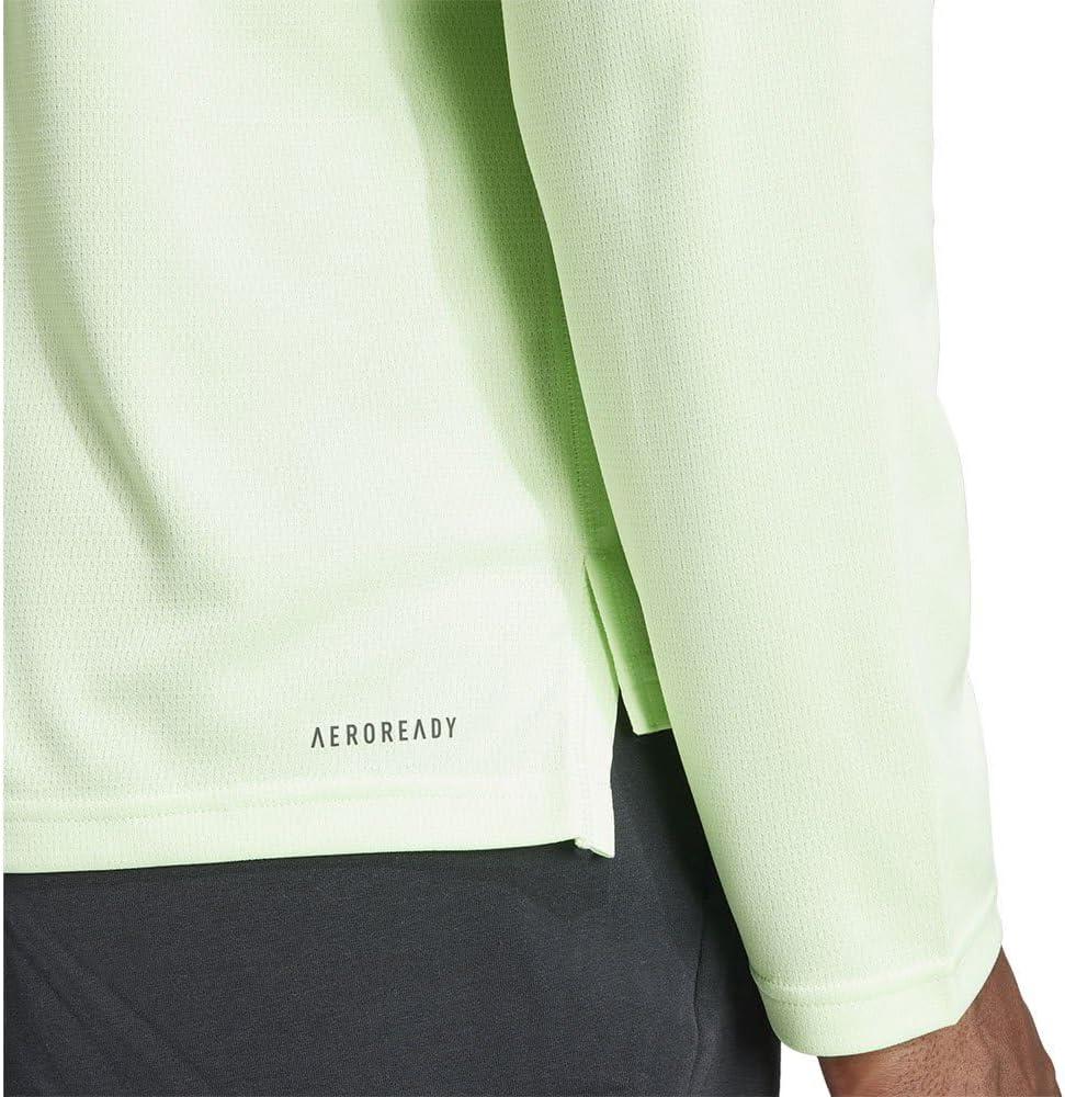 image:imageadidas Mens Train Essentials QuarterZip Long Sleeve TShirtSemi Green Spark