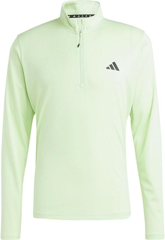 image:imageadidas Mens Train Essentials QuarterZip Long Sleeve TShirtSemi Green Spark