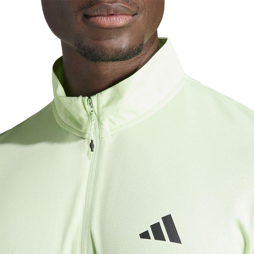 image:imageadidas Mens Train Essentials QuarterZip Long Sleeve TShirtSemi Green Spark