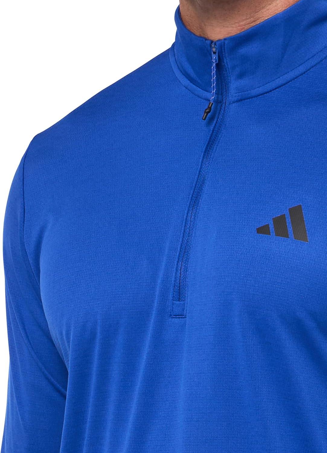 image:imageadidas Mens Train Essentials QuarterZip Long Sleeve TShirtSemi Lucid Blue