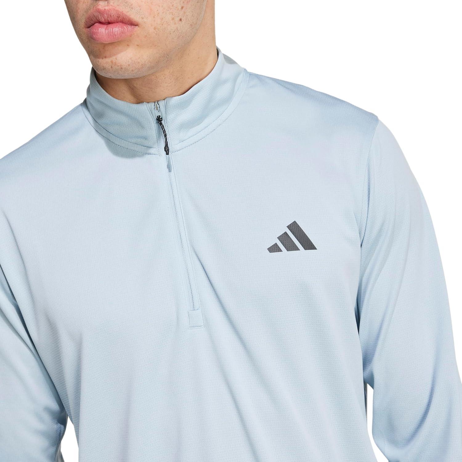 image:imageadidas Mens Train Essentials QuarterZip Long Sleeve TShirtWonder Blue