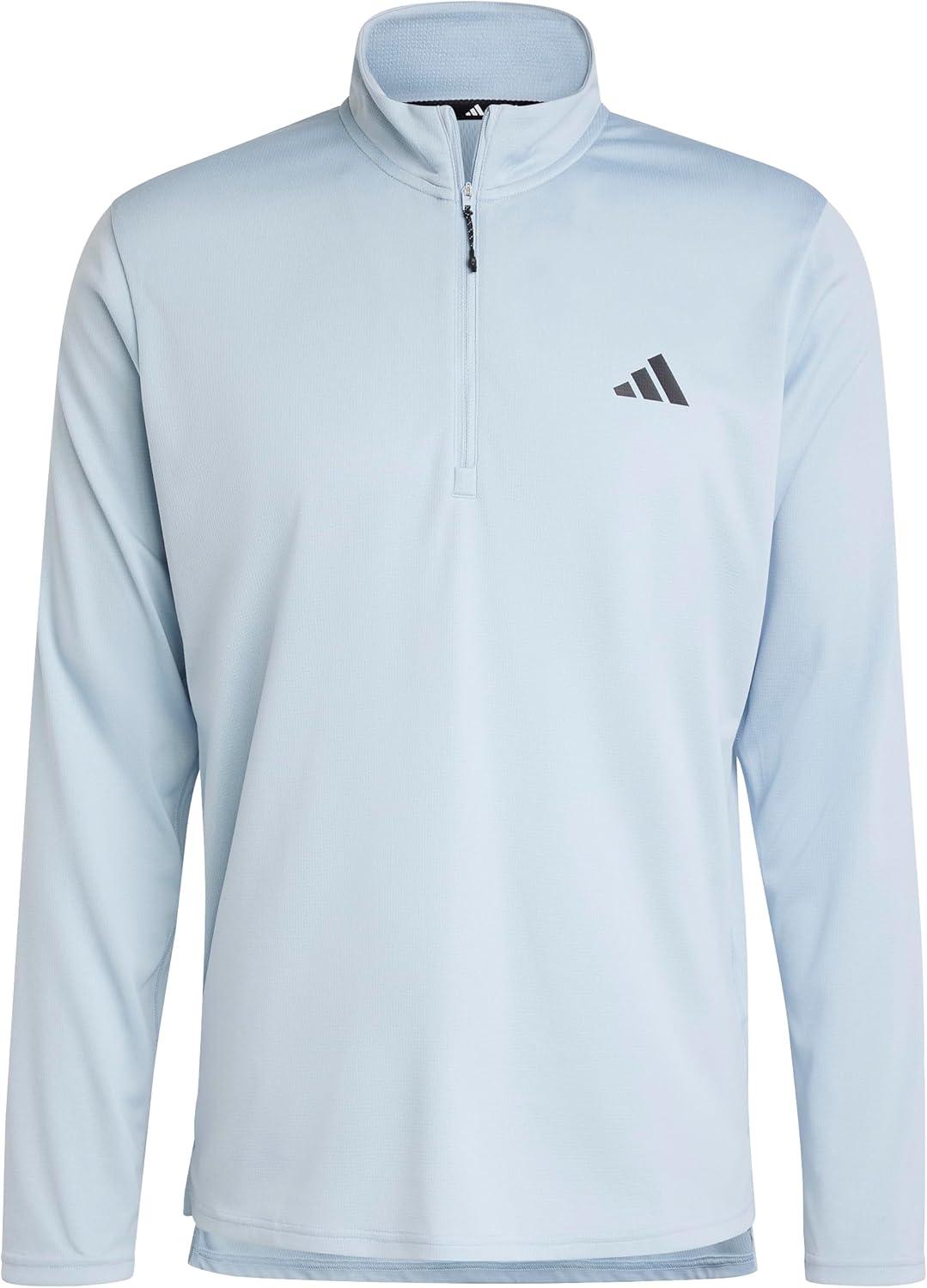 image:imageadidas Mens Train Essentials QuarterZip Long Sleeve TShirtWonder Blue
