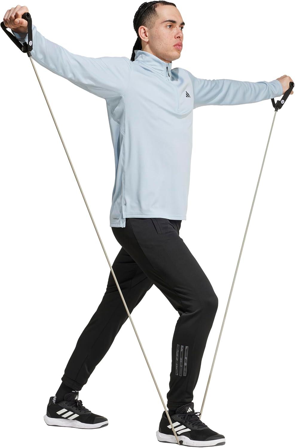 image:imageadidas Mens Train Essentials QuarterZip Long Sleeve TShirtWonder Blue