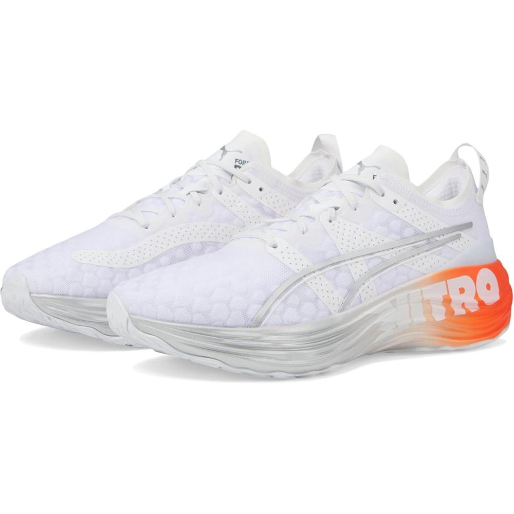 image:imagePUMA Mens Foreverrun Nitro Running Sneakers Shoes  BlackPuma WhitePuma SilverCherry Tomato