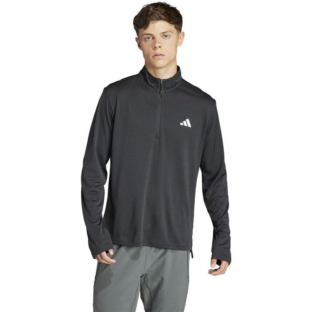 image:imageadidas Mens Train Essentials QuarterZip Long Sleeve TShirtBlack