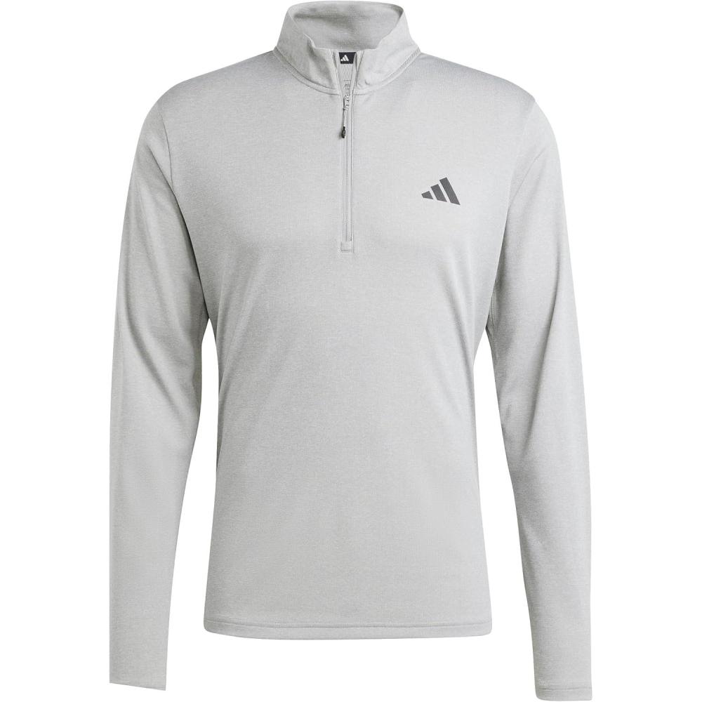 image:imageadidas Mens Train Essentials QuarterZip Long Sleeve TShirtMedium Grey Heather