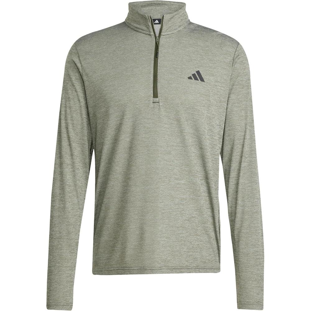 image:imageadidas Mens Train Essentials QuarterZip Long Sleeve TShirtNight CargoBlack