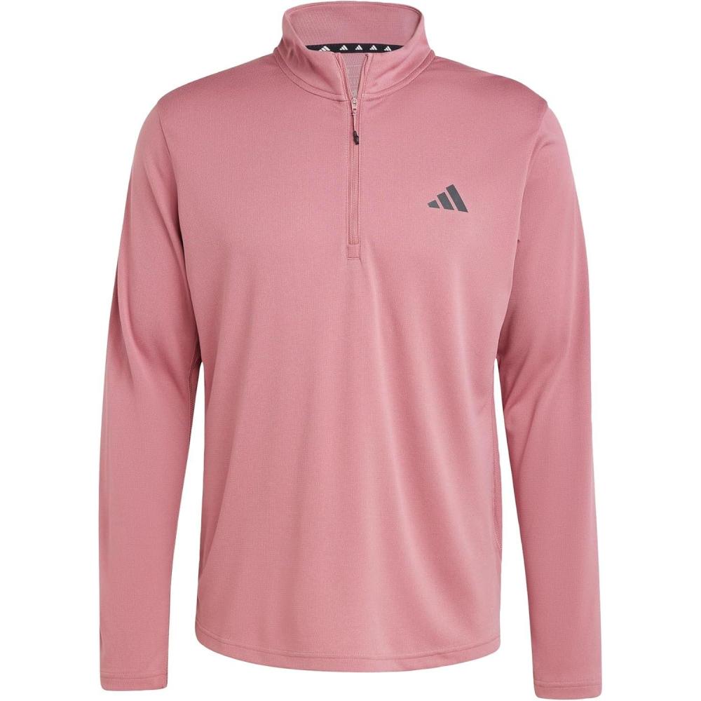 image:imageadidas Mens Train Essentials QuarterZip Long Sleeve TShirtPreloved Crimson