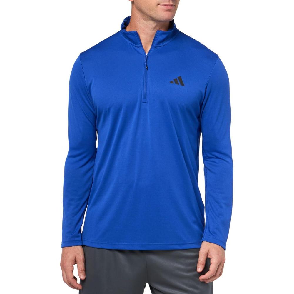 image:imageadidas Mens Train Essentials QuarterZip Long Sleeve TShirtSemi Lucid Blue