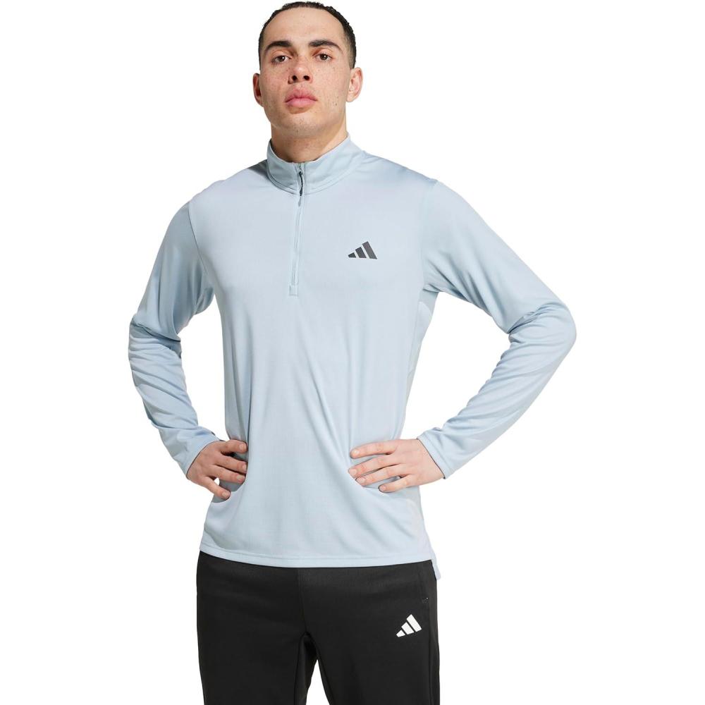 image:imageadidas Mens Train Essentials QuarterZip Long Sleeve TShirtWonder Blue