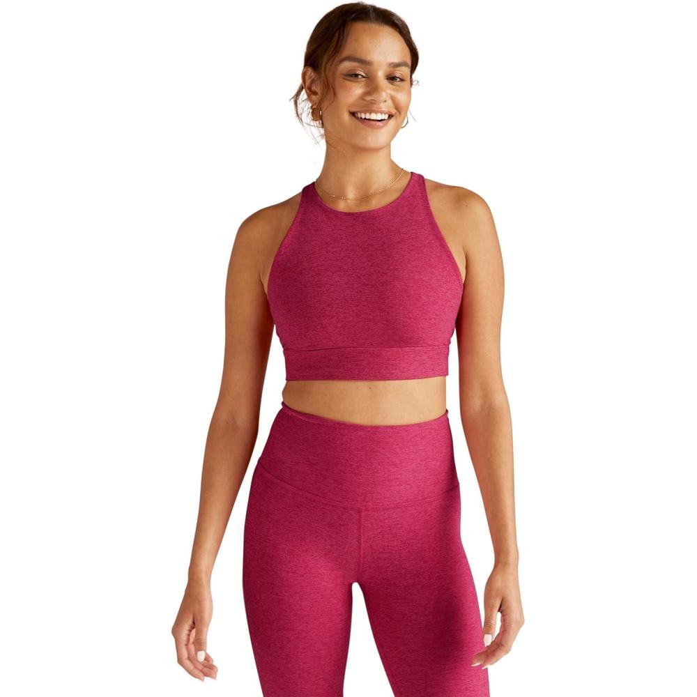 image:imageBeyond Yoga Womens Spacedye Enlighten Long Line BraCranberry Heather
