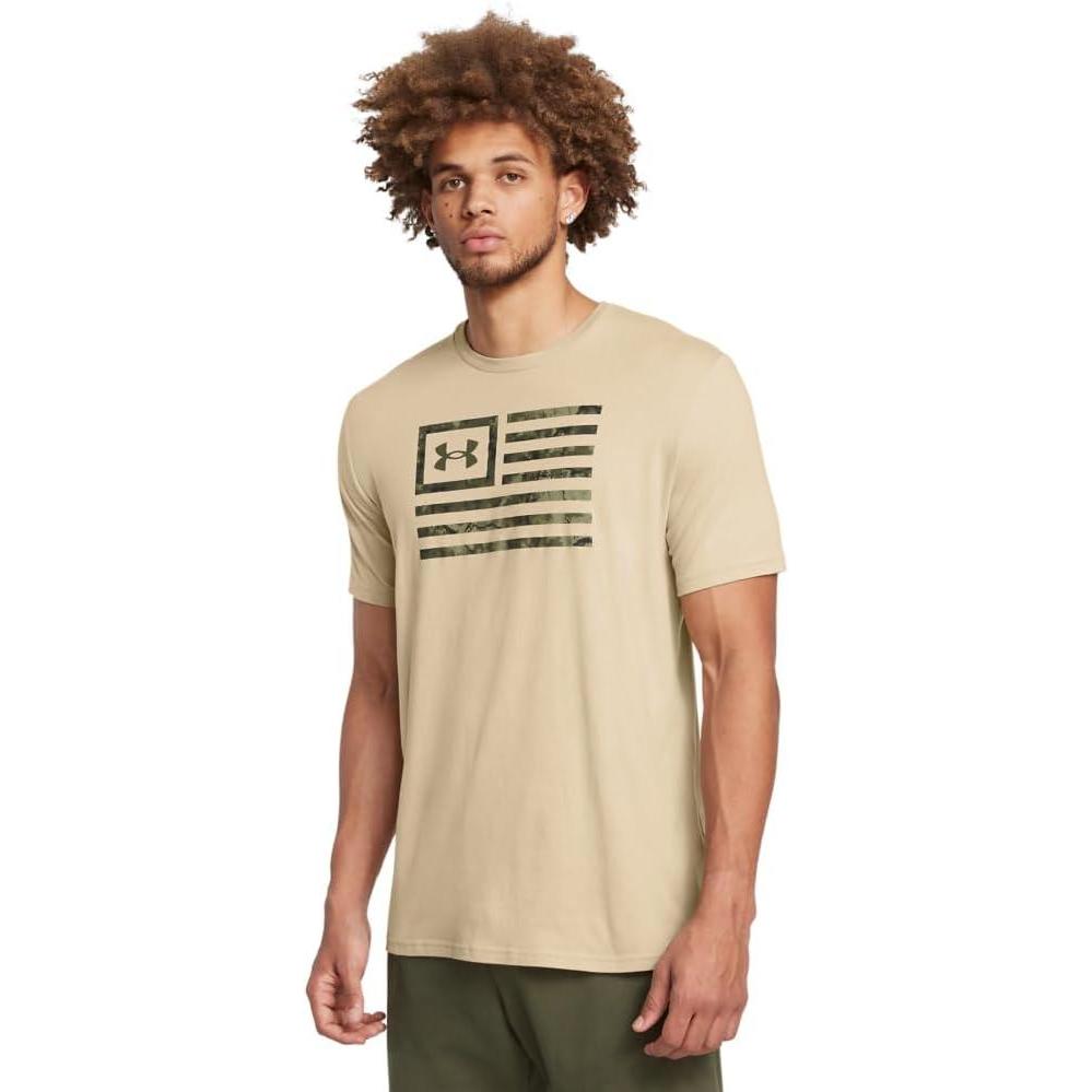 image:imageUnder Armour Mens Freedom Graphic Short Sleeve TShirt290 Desert Sand   Marine Od Green