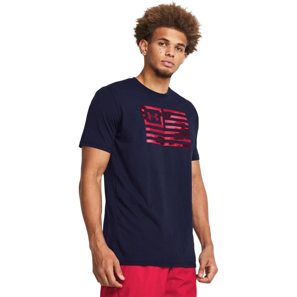 image:imageUnder Armour Mens Freedom Graphic Short Sleeve TShirt410 Midnight Navy   Red