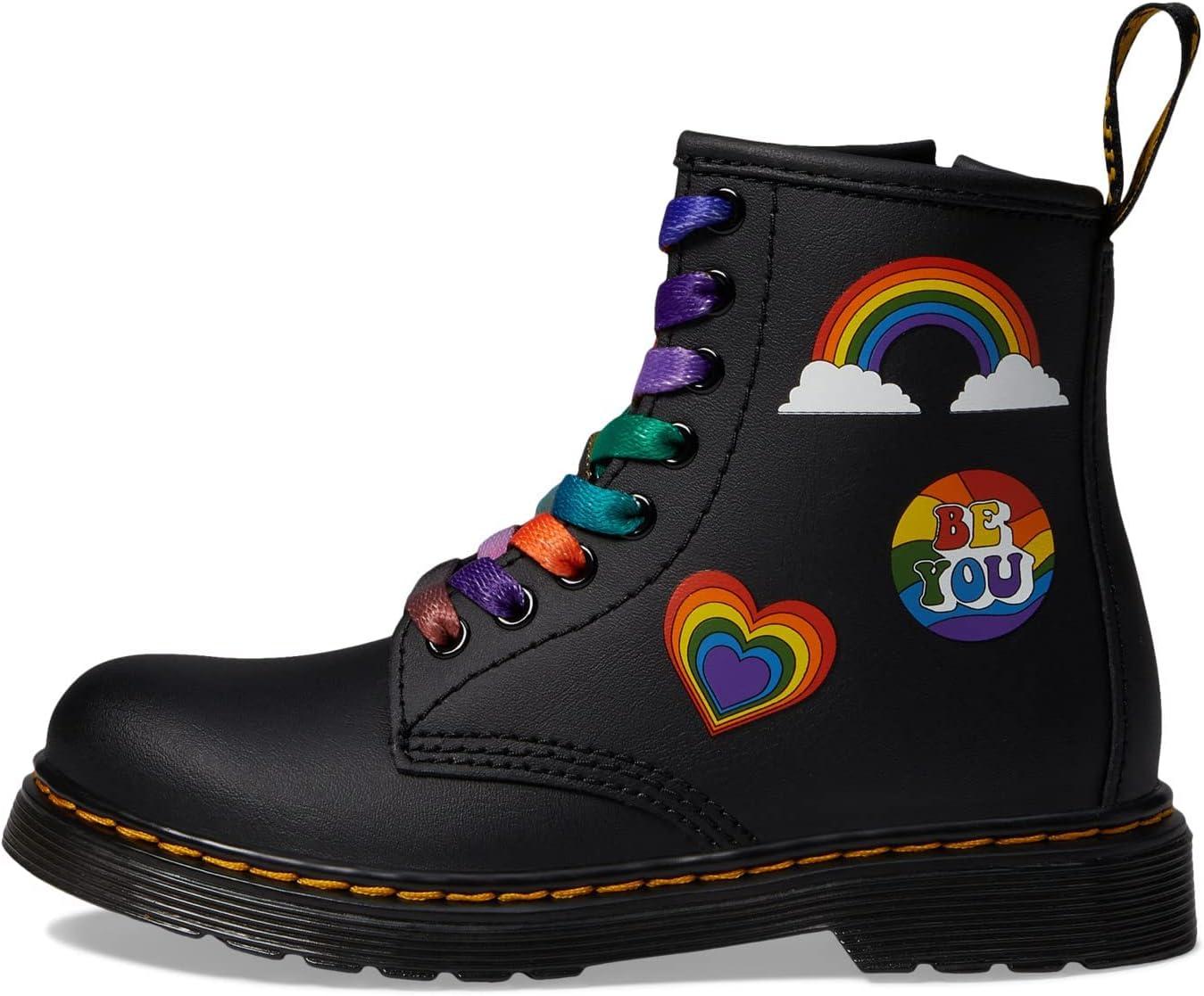 image:imageDr Martens Womens Maple Zip Steel Toe Light Industry BootsFor Pride Patches Print Hydro