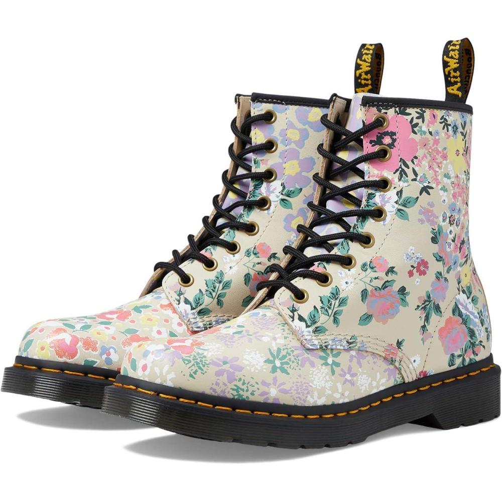image:imageDr Martens Womens Maple Zip Steel Toe Light Industry BootsParchment Beige Floral Mash Up