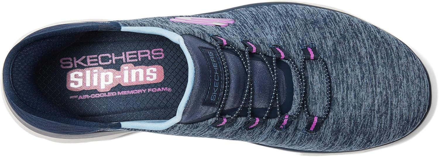 image:imageSkechers Womens Summits HandsFree SlipIns Memory Foam Insole Heel Pillow Vegan Materials SneakersNavy Purple