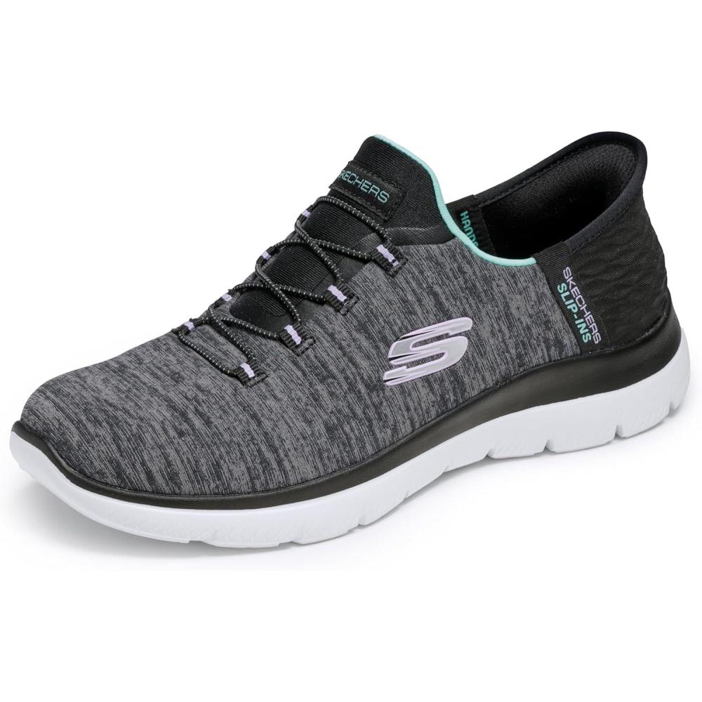 image:imageSkechers Womens Summits HandsFree SlipIns Memory Foam Insole Heel Pillow Vegan Materials SneakersBlackturquoise