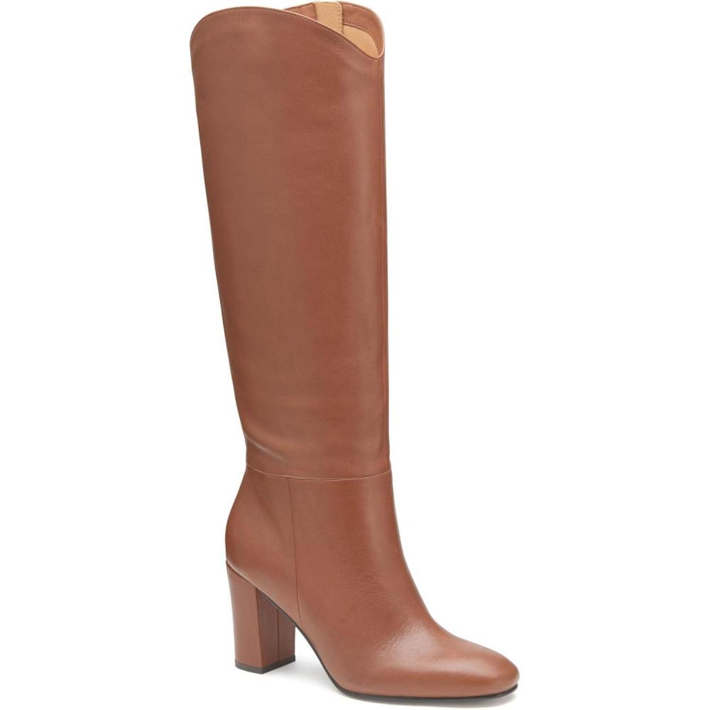 image:imageJohnston ampamp Murphy Charlotte KneeHigh Boots for Women 325 Heeled Boots Leather Boots for Women Tall BootsCognac