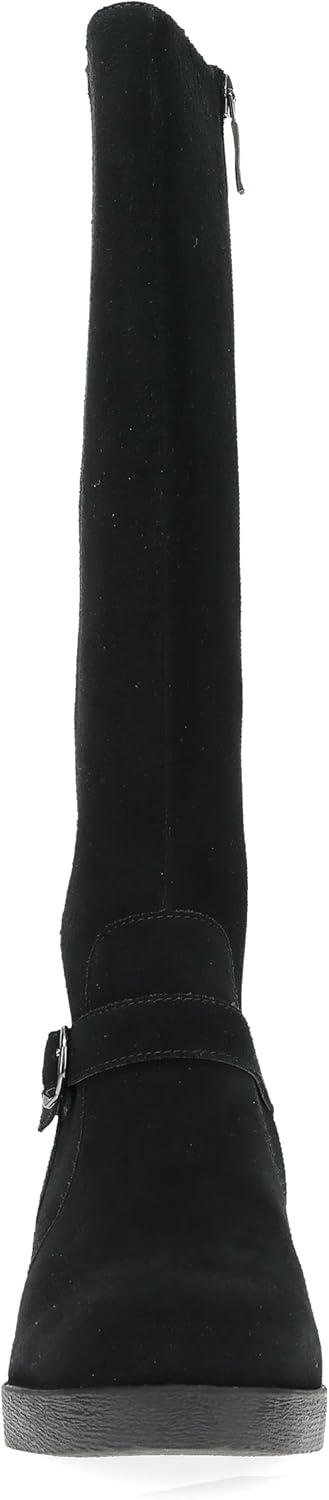 image:imageDansko Shelia Wedge Boot for Women Durable Waterproof Leathers and LeatherStacked Heel Buckle Detail and Tall Shaft for Seasonal StyleBlack