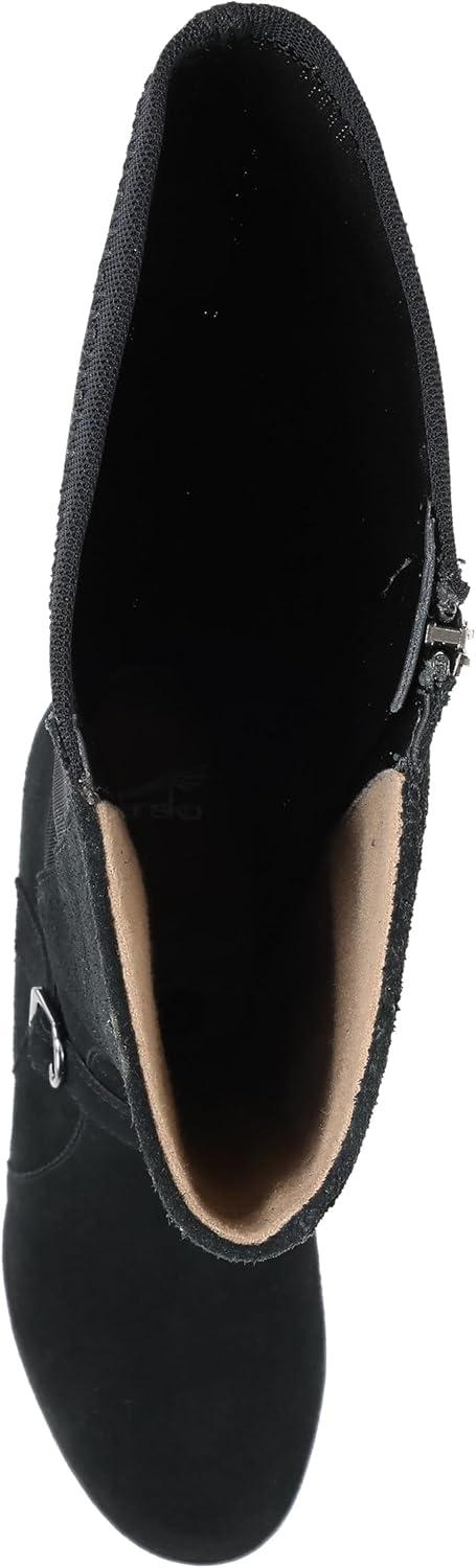 image:imageDansko Shelia Wedge Boot for Women Durable Waterproof Leathers and LeatherStacked Heel Buckle Detail and Tall Shaft for Seasonal StyleBlack