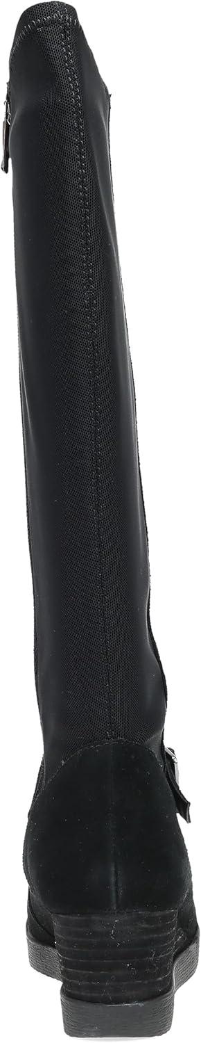 image:imageDansko Shelia Wedge Boot for Women Durable Waterproof Leathers and LeatherStacked Heel Buckle Detail and Tall Shaft for Seasonal StyleBlack