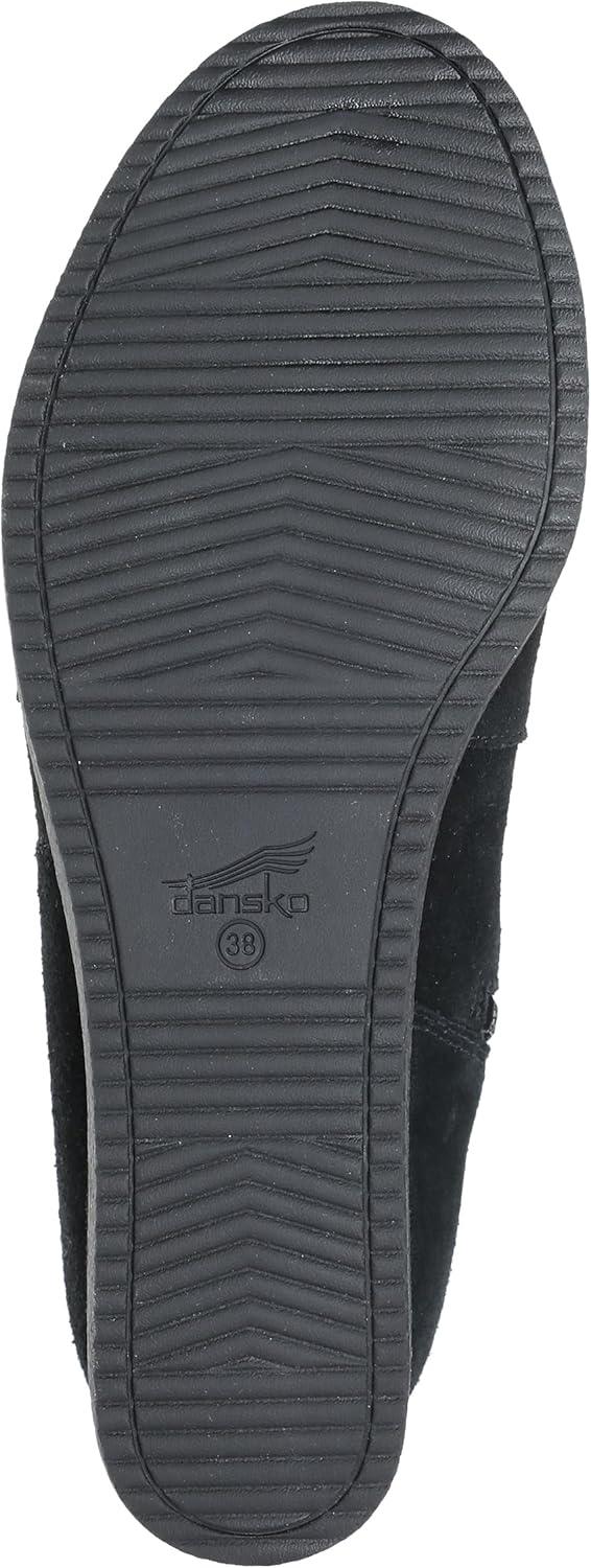 image:imageDansko Shelia Wedge Boot for Women Durable Waterproof Leathers and LeatherStacked Heel Buckle Detail and Tall Shaft for Seasonal StyleBlack