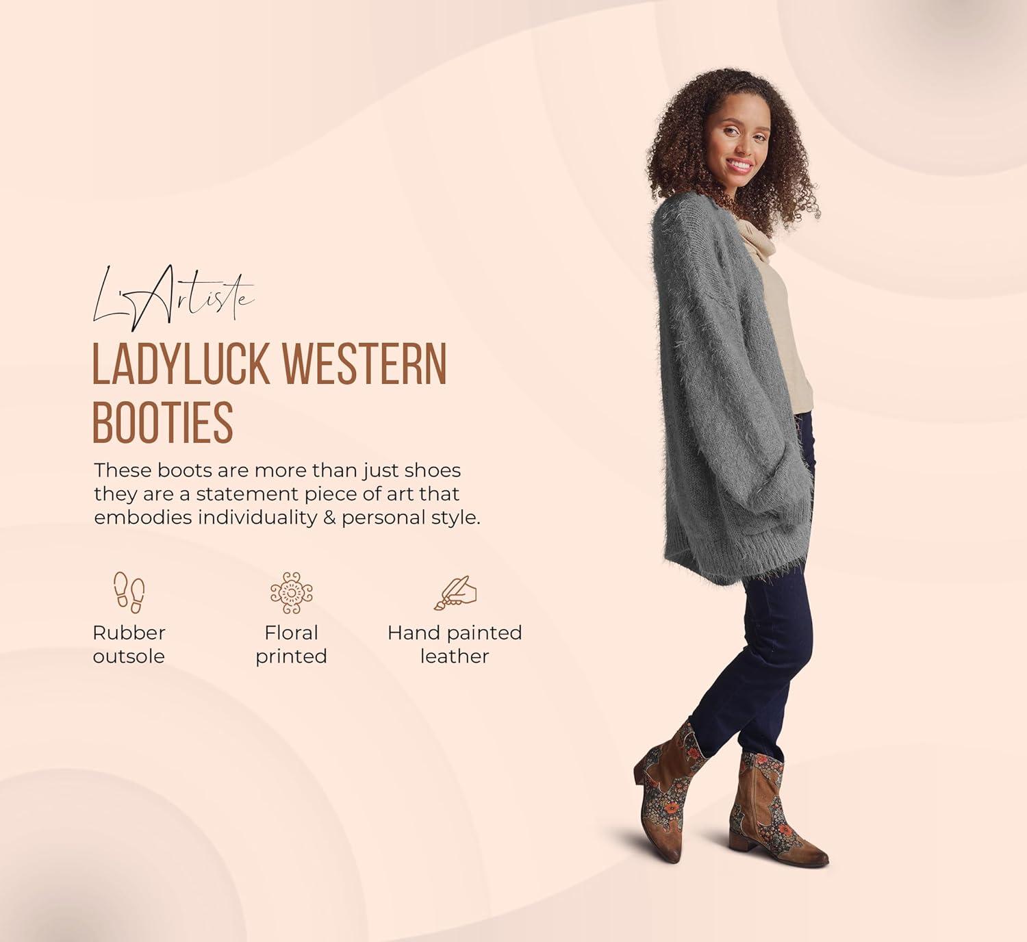 image:imageLArtiste by Spring Step womens Lady LuckWestern BootNavy Multi Suede