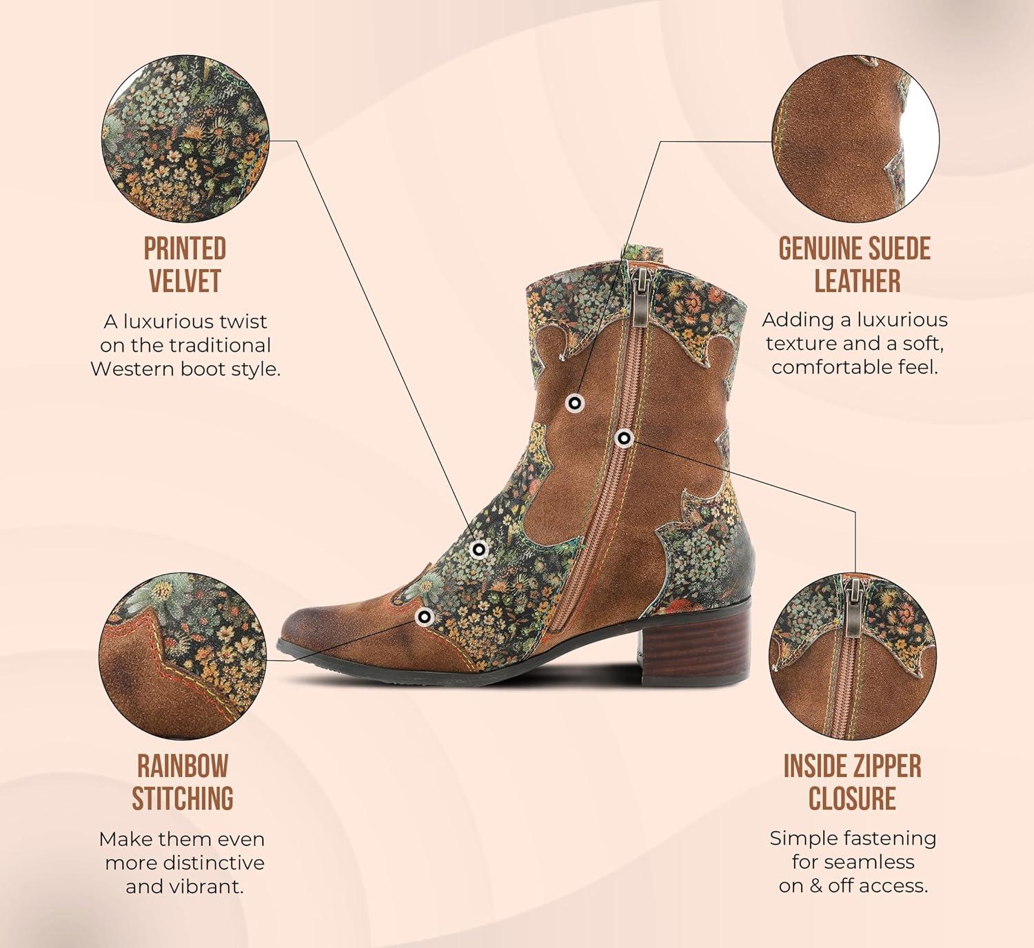 image:imageLArtiste by Spring Step womens Lady LuckWestern BootPurple Multi Suede