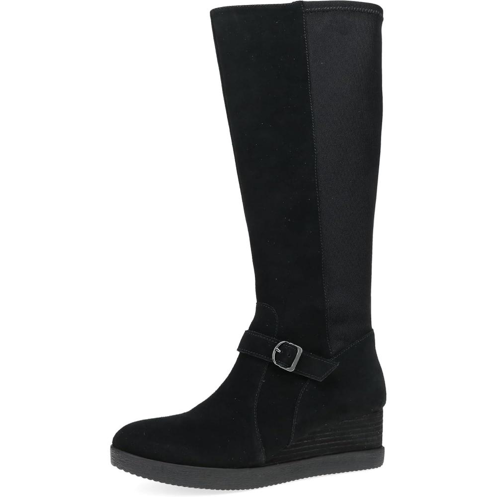 image:imageDansko Shelia Wedge Boot for Women Durable Waterproof Leathers and LeatherStacked Heel Buckle Detail and Tall Shaft for Seasonal StyleBlack