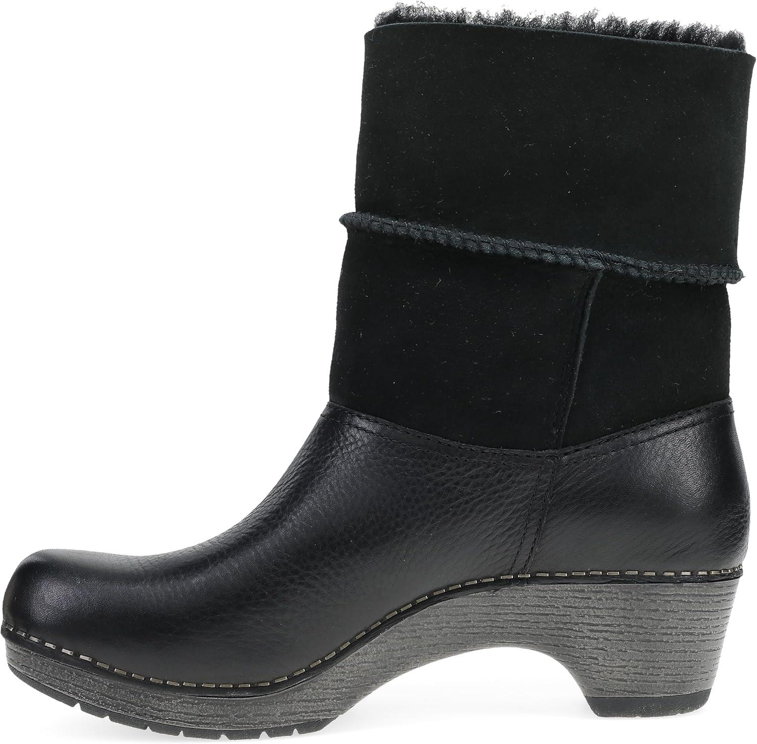 image:imageDansko MultiLook Fur Boots for Women Lilith Winter Boot with Real Shearling Shaft and Button Closure for Adjustable Fit and StyleBlack
