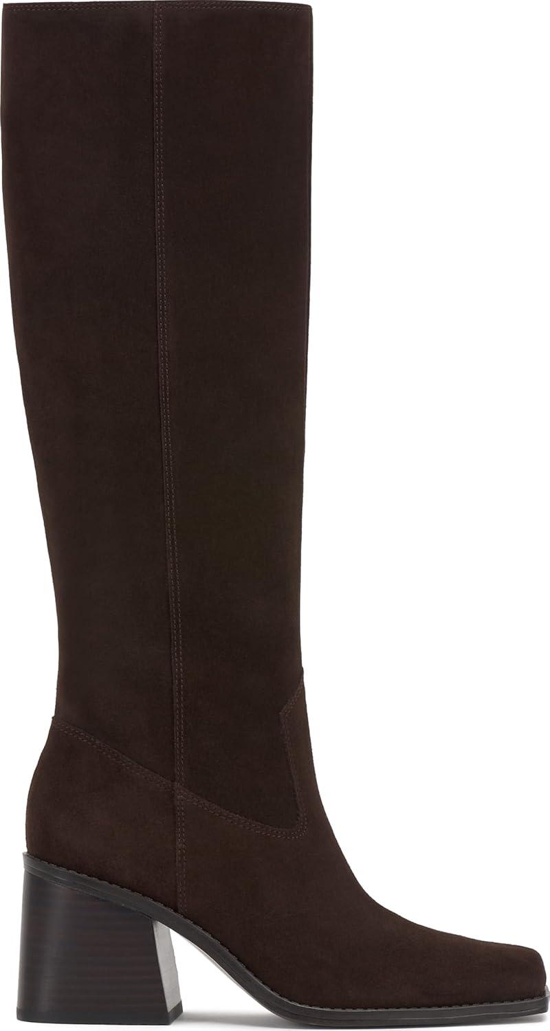 image:imageVince Camuto Womens Sangeti Stacked Heel Knee High Boot FashionBrownie Suede