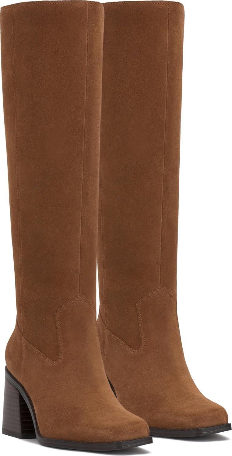 image:imageVince Camuto Womens Sangeti Stacked Heel Knee High Boot FashionBurnt Sugar Suede